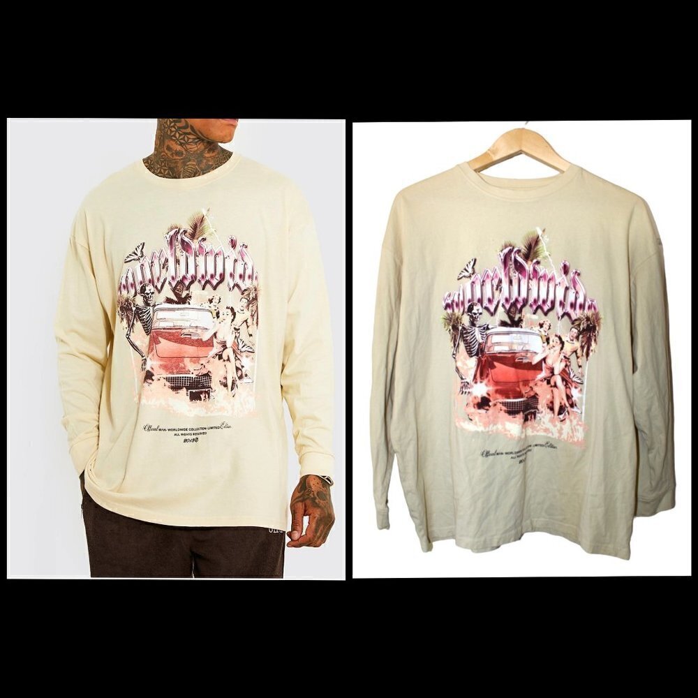 Boohoo Man Graphic Oversized T shirt Worldwide Collection Limited 2013 Size M